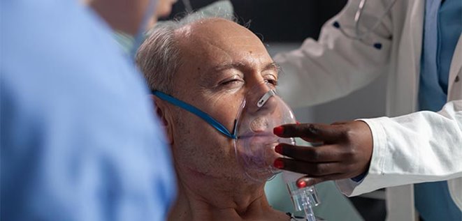Man with oxygen mask